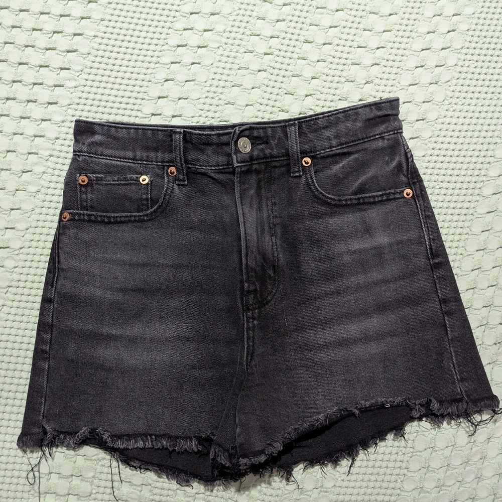 American Eagle Outfitters Black Frayed Jean Shorts